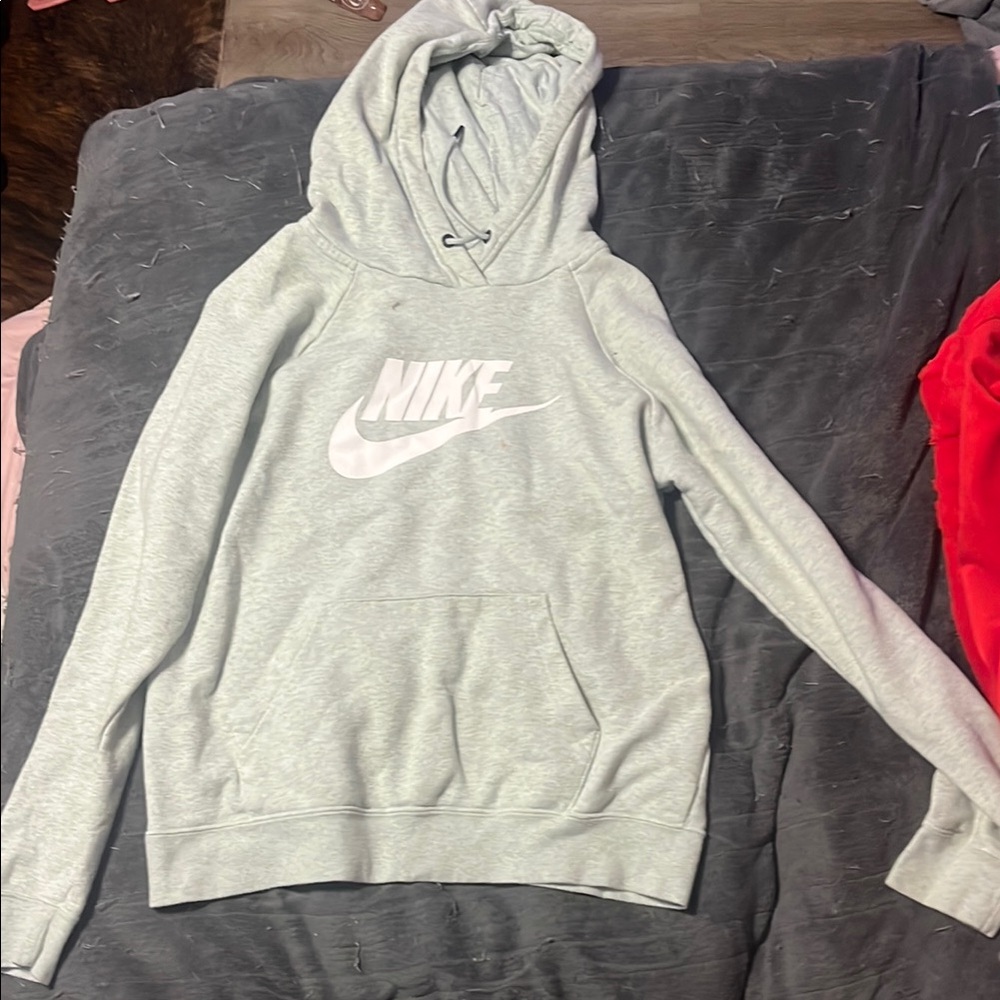 Nike Gray/greenish Heather Hoodie Sweatshirt